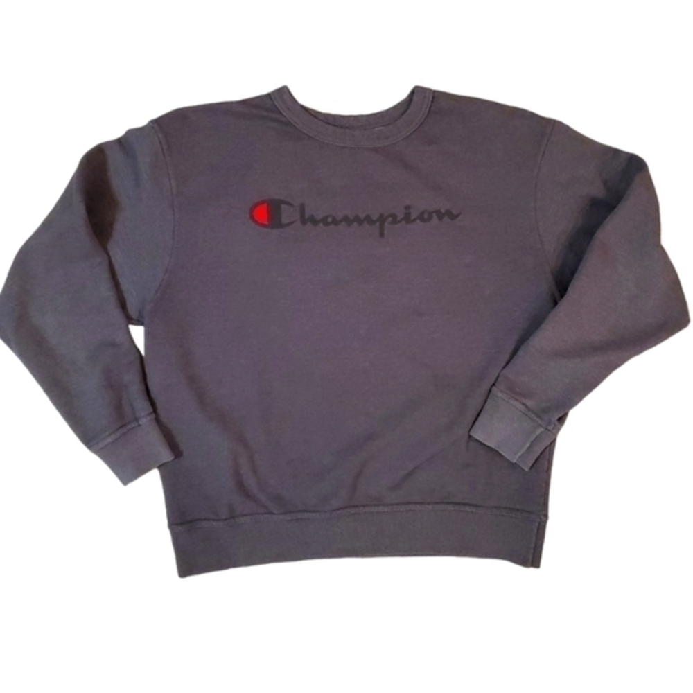 Champion‎ Men's Gray Powerblend Crew Neck Fleece Pullover Sweatshirt Large